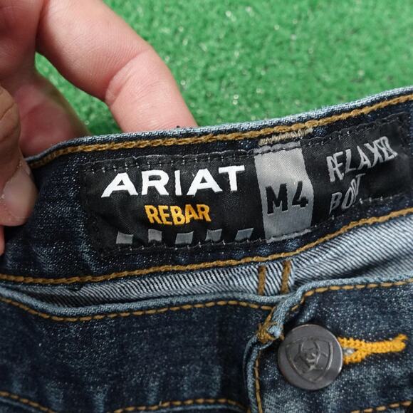 Ariat Rebar M4 Jeans Mens 34x30 Blue Relaxed Boot Workwear Carpenter Pockets - Picture 10 of 14